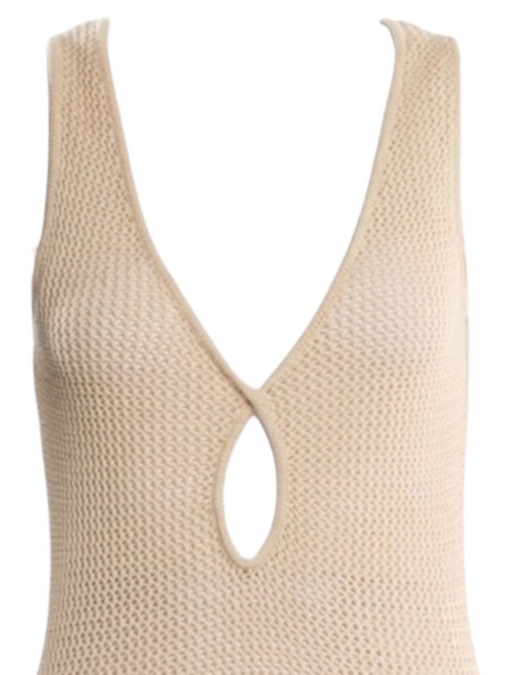 Hemp/Cotton Australian Anna Quan Sheer Crochet Keyhole Knit Tank Top S